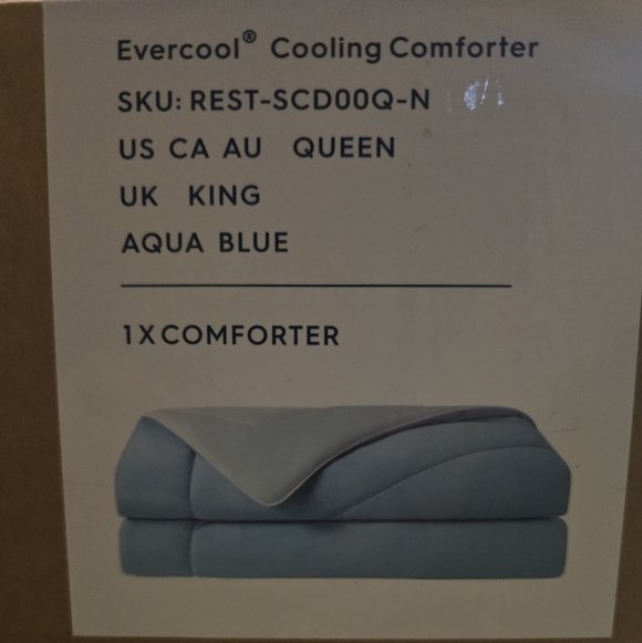 REST Evercool Cooling Comforter Full/Queen 90"x90" Inches Aqua Blue Blanket - Picture 10 of 13